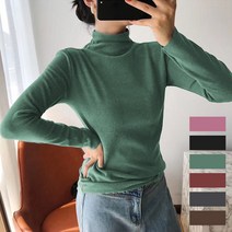와이제이 국내 발송 터틀넥 긴팔 반목 폴라티 6컬러 소프트 이너 목폴라티 면스판 YJK154