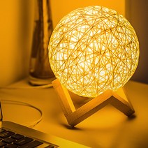 엔템 LED 라탄무드등 달무드등, 라탄무드등(리모콘O)+어댑터+USB연장선