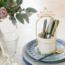 크렘 드 라 크렘 크렘드라크렘 크라운 티포크 티스푼 수저통 2color, 화이트