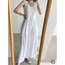 여자 봄 여름 민소매 레이어드 셔링 루즈핏 롱 나시원피스 홈웨어 휴가 여행룩 패션 옷코디