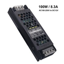 파워 서플라이 ACDC LED 전원 공급 장치 220V 12V 24V 변압기 60W 100W 200W 300W 400W 스트립 라이트 드라이버용 초박형 컨버터, DC 12V 100W+AC 180-250v