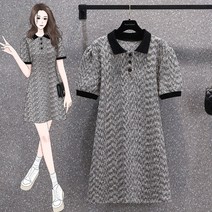 빅사이즈 여성 컬러 골프 셔츠 테니스 넥 원피스 조거 프렌치 플라워 기질 스커트 M4XL0근