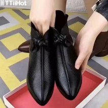 TTiiHot 에스닉 가죽부츠 여성 2022 뾰족한 굽 앵글부츠