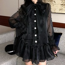 C.ONLIE SHOP진주 쉬폰 프릴 왕리본 미니 원피스 이너세트 2컬러 T 원피스 하객룩 하객원피스