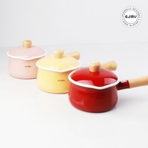 New 인덕션 법랑냄비 밀크팬 뚜껑있는 편수 15cm 이유식 냄비 세가지 컬러 택1, 옐로우, 지름 15cm(용량 1.2L) 1개