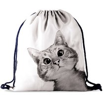 여아용 드로스트링 가방 체육관 파우치 핑크 3D 인쇄 고양이 백팩 휴대용 쇼핑 패션 학교 신발