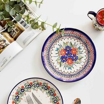 몬즈 분즐라우 폴란드풍 도자기 27cm 원형접시 1p, 믹스가든