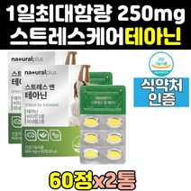 스트레스 코르티솔 긴장 코티솔 l 엘 테아닌 250 2통 엘테아닌 음식 영양제 홍경천 200 분말 100 효능 효과, 2개