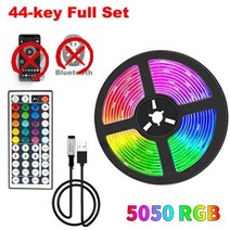 침실 LED 스트립 조명 1-5m/10m/15m/20m/30m 컬러 5050 RGB 테이프 방 장식 TV 백라이트 블루투스 네온, [04] 44-key, [01] not waterproof, [07] 15m