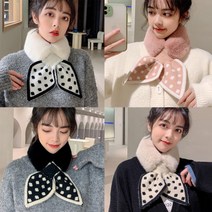 쁘띠밍크 목도리 머플러 간편 숏 양털 털 리본 캐시미어