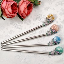 한복비녀 20번 파스텔 원석 한복뒤꽂이 한복머리장식 여자 여성 성인 셀프웨딩 올림머리장식 옆꽂이