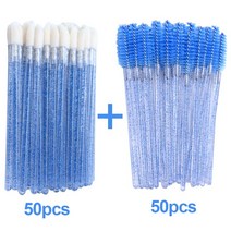 OKAYLASH 묶음 판매 일회용 마스카라 롤러 틴트 미니 면봉 눈썹 브러시 마스카라 확장 마스카라 봉 세트 핸들 색상: 짙은 남색 100개