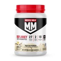 Muscle Milk 100% 유청 프로바이오틱스 단백질 파우더 바닐라 0.8kg 23회 분량, 1.85 Pound (Pack of 1), Vanilla
