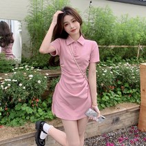 스팩트 여성용 카라 반팔 원피스