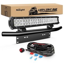 Nilight 50.8cm(20인치) 126W 스팟 플러드 콤보 LED 오프로드 조명 바 전면 번호판 장착 브래킷 16AWG 배선 하네스 포함