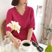 oshu / 가을 날씨 코디 편한 레이어드 브이넥 반팔티