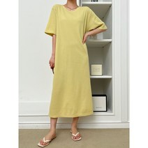 빅사이즈 루즈핏 뒤 트임 반팔 티셔츠 롱원피스 (2color)