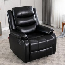 여우세계 1인용 가죽 전동 소파 리클라이너 쇼파 리클라이너가죽소파, 수동좌석 + 흔들기 및 회전 가능, 블랙