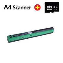북스캐너 북스캔 책스캔 셀프북스캔 IScan-휴대용 A4 문서 스캐너 책 사무실 핸드헬드 모바일 JPG/PDF 900, 15 Green 32G SD Card