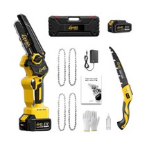 Dendell 충전식 소형 전기톱 브러쉬리스 체인 전동 무선 충전 톱, 옵션1 (6인치 / 일반 배터리 1개), 1개