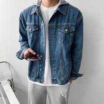 청 후드 탈부착 데님 워싱 오버핏 청자켓(2color)