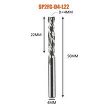 밀링 커터 목공 위아래 컷 2 플루트 나선형 카바이드 도구 CNC 라우터 압축 목재 엔드 밀 비트, SP2FC-D4.0-L22