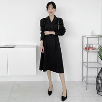 포멀 카라 랩 미들 원피스