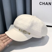 HXT 여성 무지 헌팅캡 팔각모 벨트 포인트 뉴스보이캡 겨울 베레모 빵모자, 화이트