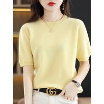 루즈핏 슬림 울 오피스룩 y2k 이너 풀오버 반목 여성 반팔 니트티 시원한 기본