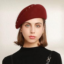 셀프웨딩 베일 모자 개화기 복고풍 신부 촬영소품 웨딩 교회 펠트 트림 베레모 프렌치 여성용 진주 탐 베레 카스크 칵테일 페도라 스타일 매혹적인