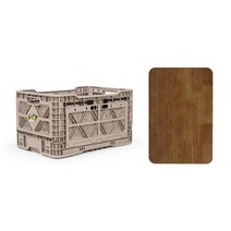 오플렉스 클래식 폴딩박스 접이식 트렁크정리함 48L ＋ 우드상판, 48L+우드상판, 블랙