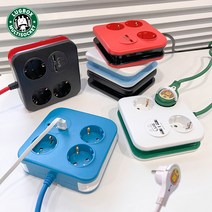 러그박스 큐브 사각 3구 USB 멀티탭 납작 플러그 이지콕 멀티탭 디자인 인테리어 멀티탭, 우드