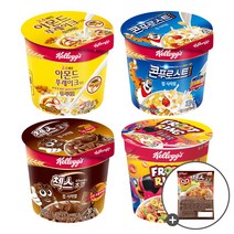 켈로그 컵 시리얼 12개 / 6+6 골라담기 4종 (택2) / 미니 시리얼 증정 / 첵스초코30g/ 콘푸로스트30g/ 후르트링30g/아몬드30g [필수영양소/칼슘/비타민/아침대용], 아몬드 푸레이크 컵시리얼 6개, 콘푸로스트 컵시리얼 6개