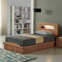 젠티스 LED 평상형 헤드수납 슈퍼싱글 퀸 침대프레임 (매트선택), C. 도로시 (그레이)