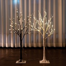 설렘하우스 감성가득 LED 전구 자작 나무 크리스마스 트리 조명 90cm, 화이트