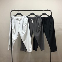 맨스토리 남자 시원한 냉장고 핀턱 배기 와이드 밴딩팬츠