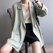 여자 여름 루즈 핏 외투 자켓 그린 블랙 화이트