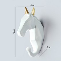 북유럽 동물 행잉 코트 후크 1 개 월 펀치 프리 사슴 머리 키 행거 홈 스토리지, White unicorn