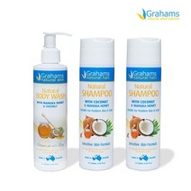 그라함스 내추럴 샴푸250mlX2개+바디워시250ml(마누카, 단품