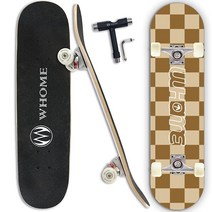 WHOME 프로 스케이트보드 성인 청소년 초보자를 위한 완성 78.7cm(31인치) 더블 킥 오목한 스트리트 8겹 알파인 하드 록 데크 ABEC9 베어링 T 툴 포함, CHESS