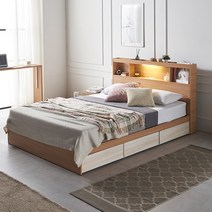 동서가구 이즈 카이 LED 수납침대 슈퍼싱글 퀸, 09_침대프레임Q+40T라텍스매트 ISG069, 오크워시