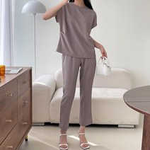 빅걸스토리 여성용 이지웨어 반팔티 밴딩바지 상하의세트