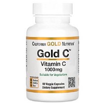 CGN 캘리포니아 골드 뉴트리션 골드C 비타민C 1000mg 60개입 베지캡슐 비건 베지테리안 글루텐 프리 California Gold Nutrition, 60 카운트(1팩)