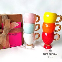 [푸에르푸엘라] 에코팩 명품커피잔 에스프레소잔 찻잔세트 2P, 옐로우/민트