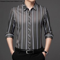 TIL 남성골프의류 실크 스트라이프셔츠 긴팔티셔츠