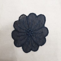 데코하우스 H36 모티브레이스 홈패션부자재 인테리어소품 레이스원단 꽃디자인 자수꽃 악세사리, 블랙