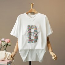 모노시크 텍스티 플라워 패턴 프린팅 티셔츠 MNTE529