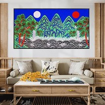 일월오봉도 보석십자수 DIY 원형비즈 큐빅 집들이선물 집순이취미 태교 선물용 인테리어, 100x50