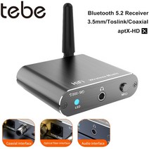 무선 오디오 송수신기 리시버 블루투스 동글이 tebe aptx hd 5 2 음악 수신기 hifi 어댑터 앰프 자동차용 3 5mm aux toslink동축 출력 포함, 없음