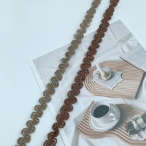 자체(1마) / 2컬러 물결 양면 캐미컬 모티브 레이스 DIY, 브라운